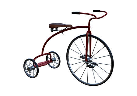 3D rendering of a retro tricycle isolated on white backgroundの写真素材