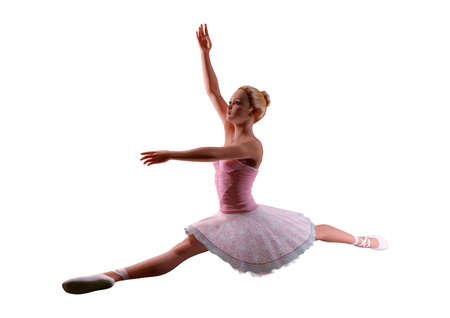 3D rendering of a beautiful ballerina isolated on white backgroundの写真素材