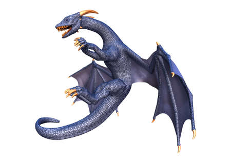 3D rendering of a fantasy dragon isolated on white backgroundの写真素材