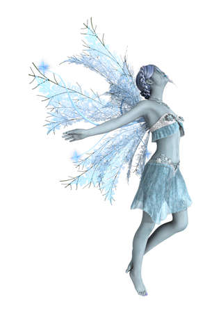3D rendering of a beautiful winter fairy isolated on white backgroundの写真素材