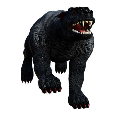 3D rendering of a fantasy gargoyle hound isolated on white background