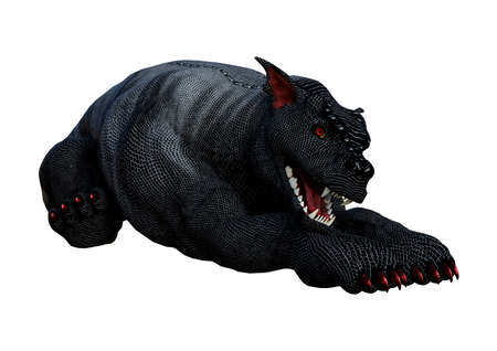 3D rendering of a fantasy gargoyle hound isolated on white background