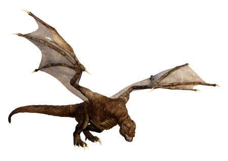 3D rendering of a fantasy dragon isolated on white background