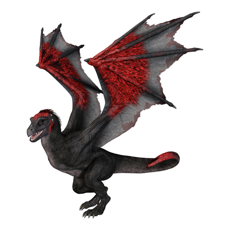 3D rendering of a fantasy dragon isolated on white backgroundの写真素材