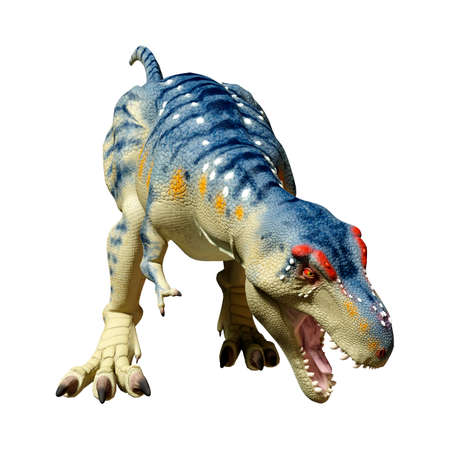 3D rendering of a dinosaur Tyrannosaurus isolated on white backgroundの写真素材