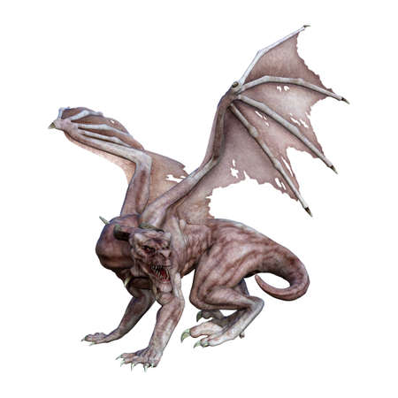 3D rendering of a fantasy vampire dragon isolated on white background