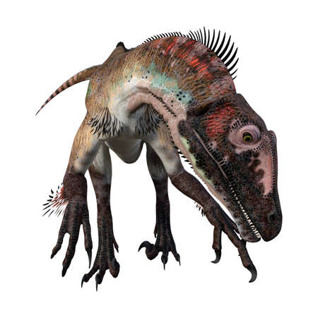 3D rendering of a dinosaur utahraptor isolated on white background