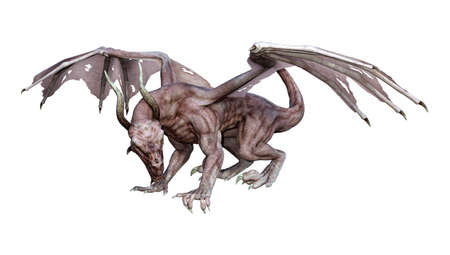 3D rendering of a fantasy vampire dragon isolated on white background