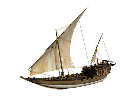 3D rendering of a sailing ship isolated on white background