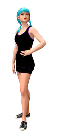 3D rendering of a teenager girl isolated on white backgroundの写真素材
