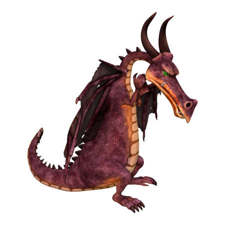 3D rendering of a fairy tale dragon isolated on white backgroundの写真素材
