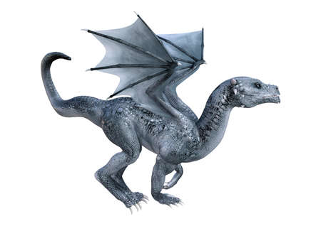 3D rendering of a fantasy dragon whelp isolated on white background