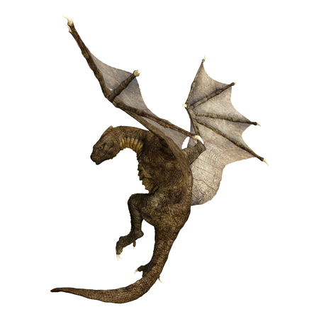 3D rendering of a fairy tale dragon isolated on white backgroundの写真素材