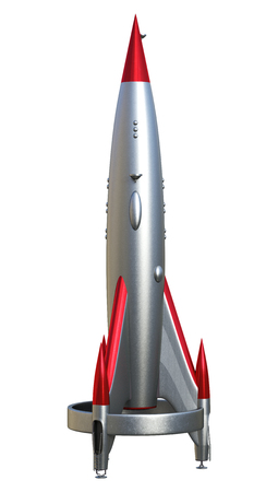 3D rendering of a space rocket isolated on white backgroundの写真素材