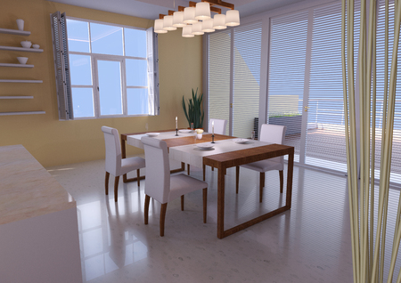 3D rendering of a modern living room interiorの写真素材