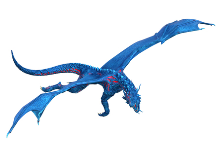 3D rendering of a fantasy dragon isolated on white backgroundの写真素材