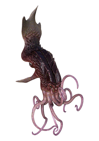 3D rendering of an octopus  isolated on white backgroundの写真素材