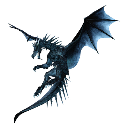 3D rendering of a fantasy dragon isolated on white backgroundの写真素材