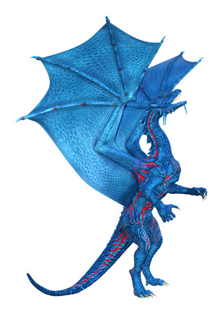 3D rendering of a fantasy dragon isolated on white backgroundの写真素材