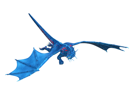 3D rendering of a fantasy dragon isolated on white backgroundの写真素材