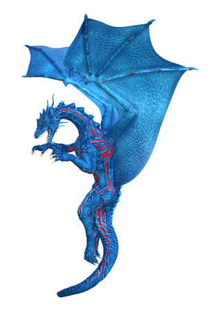 3D rendering of a fantasy dragon isolated on white backgroundの写真素材