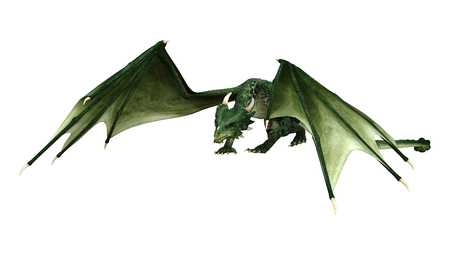 3D rendering of a fantasy dragon isolated on white backgroundの写真素材