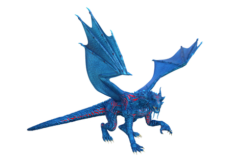 3D rendering of a fantasy dragon isolated on white backgroundの写真素材