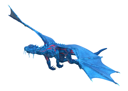 3D rendering of a fantasy dragon isolated on white backgroundの写真素材