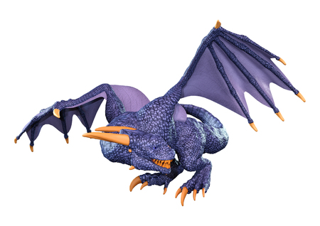 3D rendering of a fantasy dragon isolated on white backgroundの写真素材