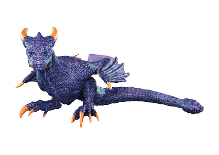 3D rendering of a fantasy dragon isolated on white backgroundの写真素材