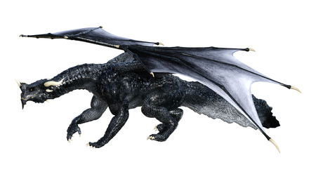 3D rendering of a fantasy dragon isolated on white backgroundの写真素材