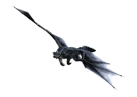 3D rendering of a fantasy dragon isolated on white backgroundの写真素材