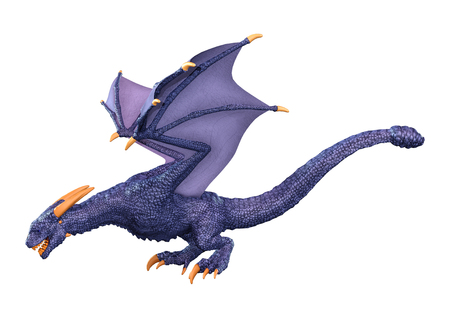 3D rendering of a fantasy dragon isolated on white backgroundの写真素材