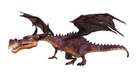 3D rendering of a fantasy dragon isolated on white backgroundの写真素材