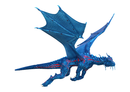 3D rendering of a fantasy dragon isolated on white backgroundの写真素材