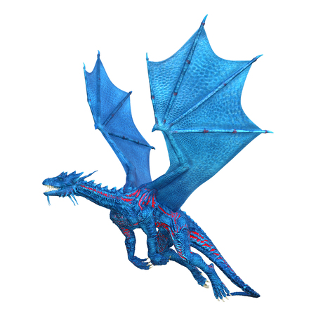 3D rendering of a fantasy dragon isolated on white backgroundの写真素材