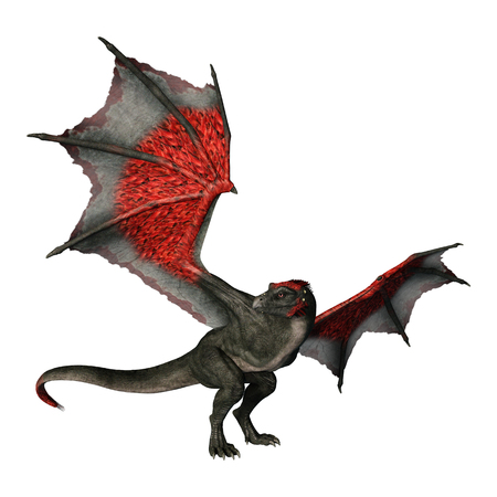 3D rendering of a fantasy dragon isolated on white backgroundの写真素材