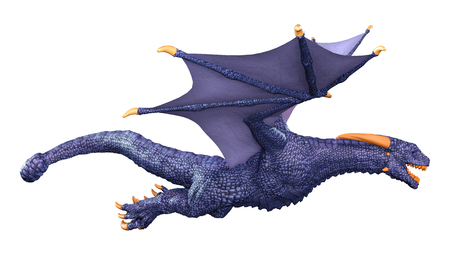 3D rendering of a fantasy dragon isolated on white backgroundの写真素材