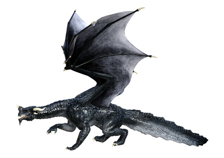3D rendering of a fantasy dragon isolated on white backgroundの写真素材