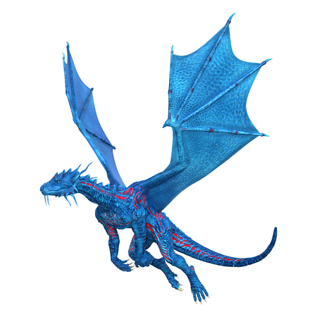 3D rendering of a fantasy dragon isolated on white backgroundの写真素材
