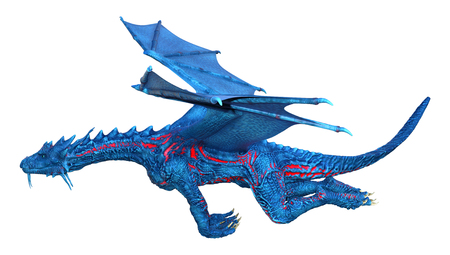 3D rendering of a fantasy dragon isolated on white backgroundの写真素材