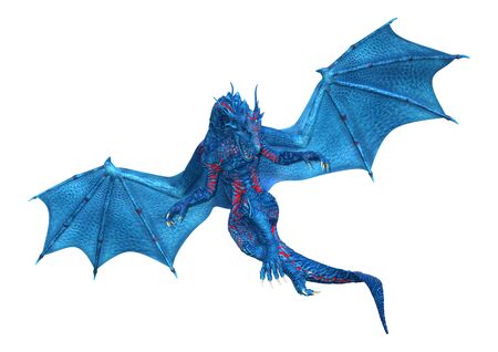 3D rendering of a fantasy dragon isolated on white backgroundの写真素材
