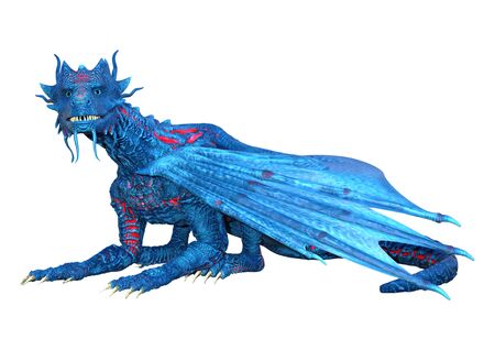 3D rendering of a fantasy dragon isolated on white backgroundの写真素材