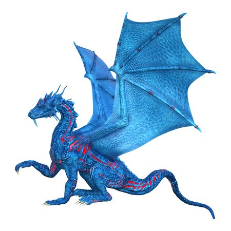 3D rendering of a fantasy dragon isolated on white backgroundの写真素材