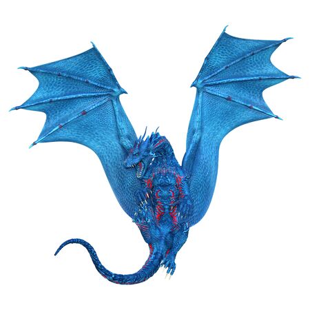 3D rendering of a fantasy dragon isolated on white backgroundの写真素材