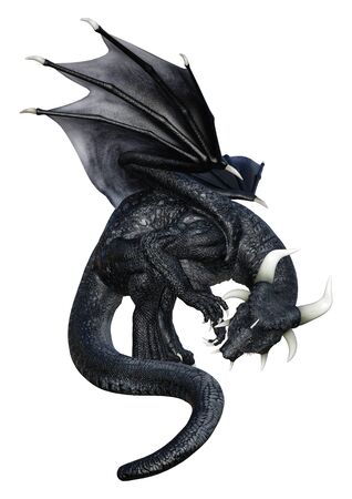 3D rendering of a fantasy dragon isolated on white backgroundの写真素材