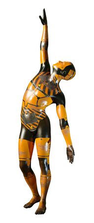 3D rendering of a male robot isolated on white backgroundの写真素材