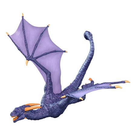 3D rendering of a fantasy dragon isolated on white backgroundの写真素材