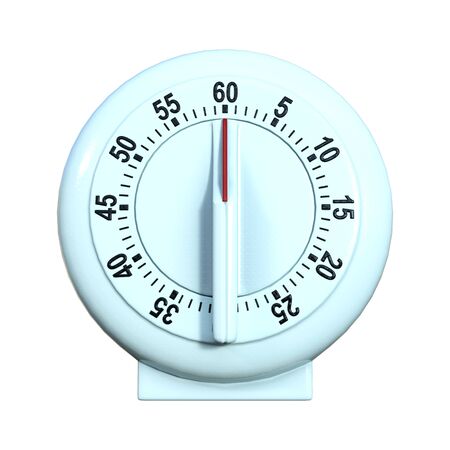 3D rendering of a blue retro timer isolated on white background