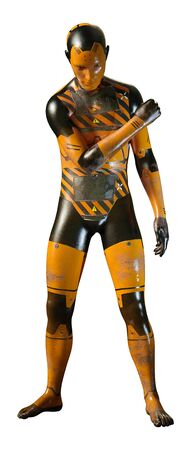 3D rendering of a male robot isolated on white background